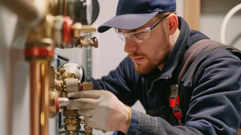 A plumber is repairing some broken sink