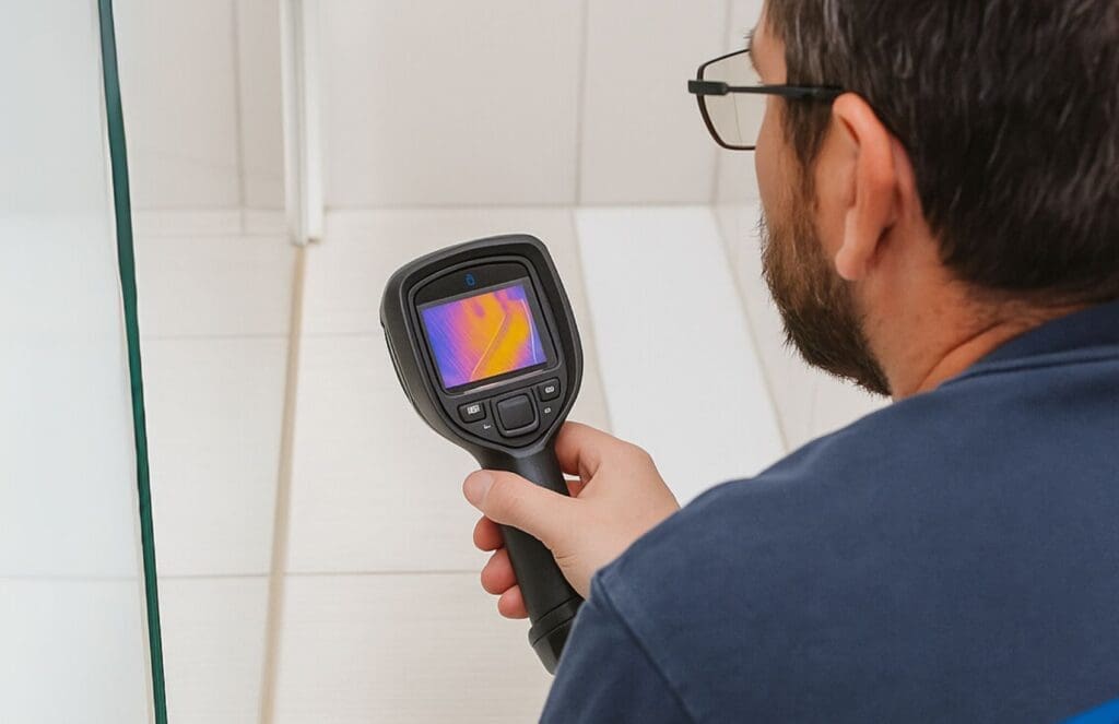 Leak detection using infrared thermal camera by plumber
